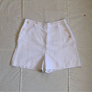 Ann Taylor High Waisted White Linen Rayon blend shorts